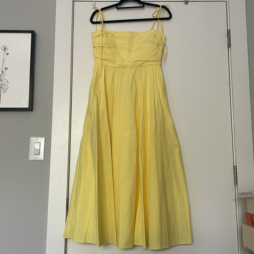 LIKE NEW Jonathan Simkhai LIMONCELLO CAROLINE COTTON POPLIN PLEATED MIDI DRESS - Picture 6 of 9